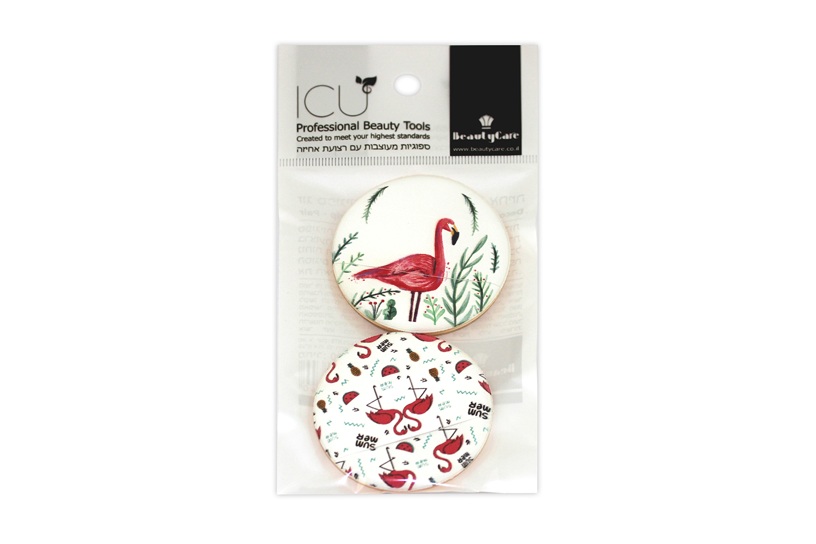 זוג ספוגיות מעוצבות למייק-אפ עם רצועת אחיזה