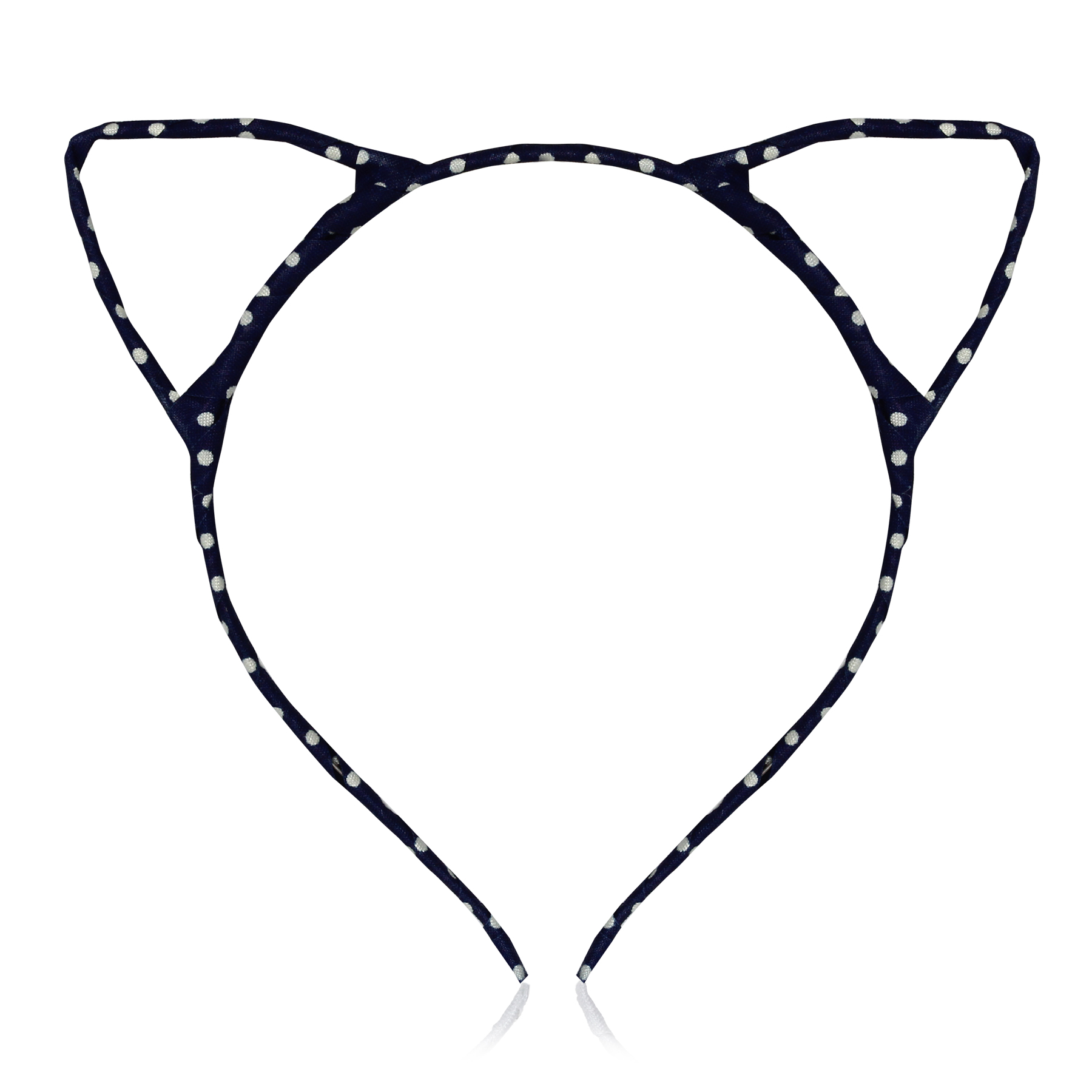 קשת לשיער אוזני חתולה עם ציפוי בד כחול עם נקודות