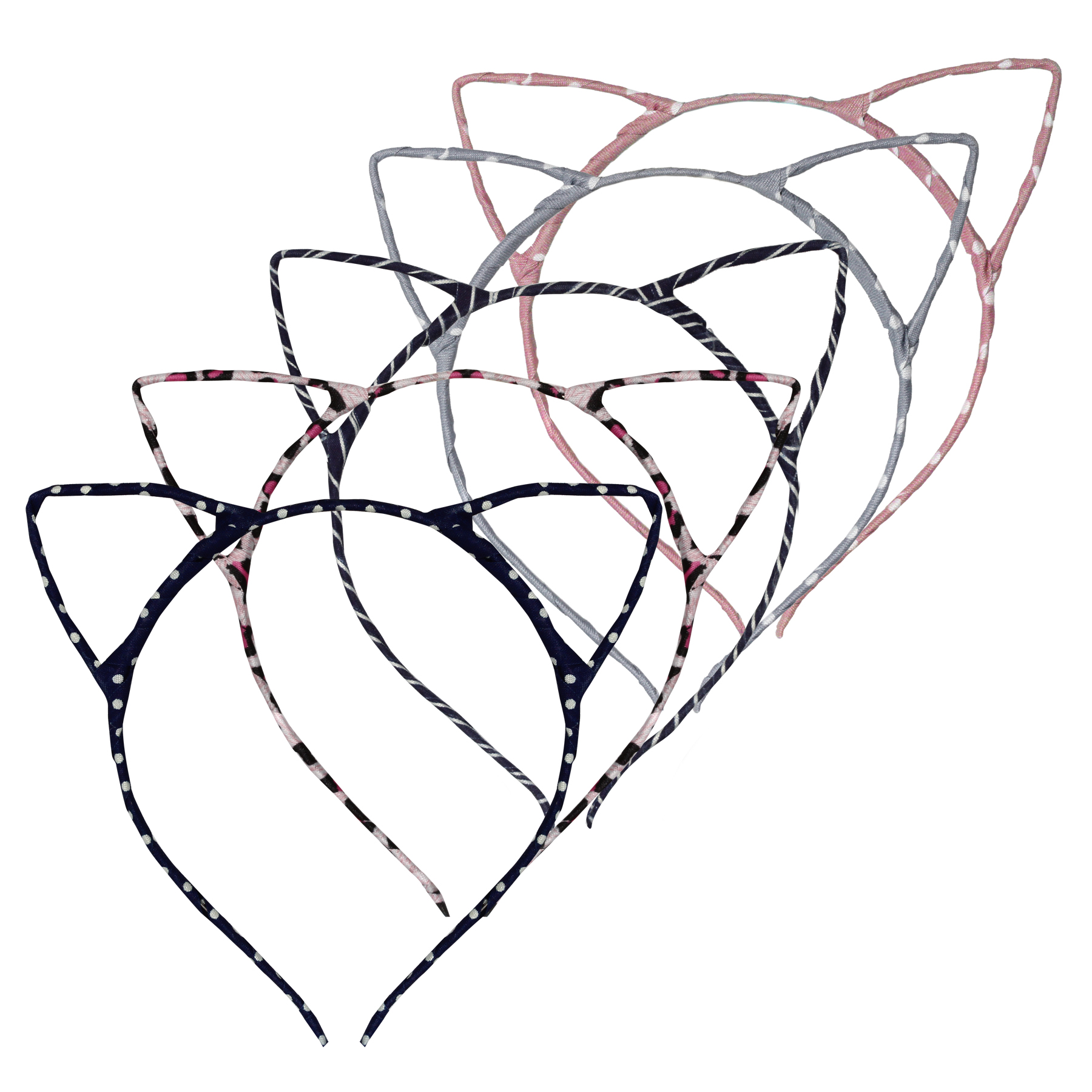 קשת לשיער אוזני חתולה עם ציפוי בד צבעוני