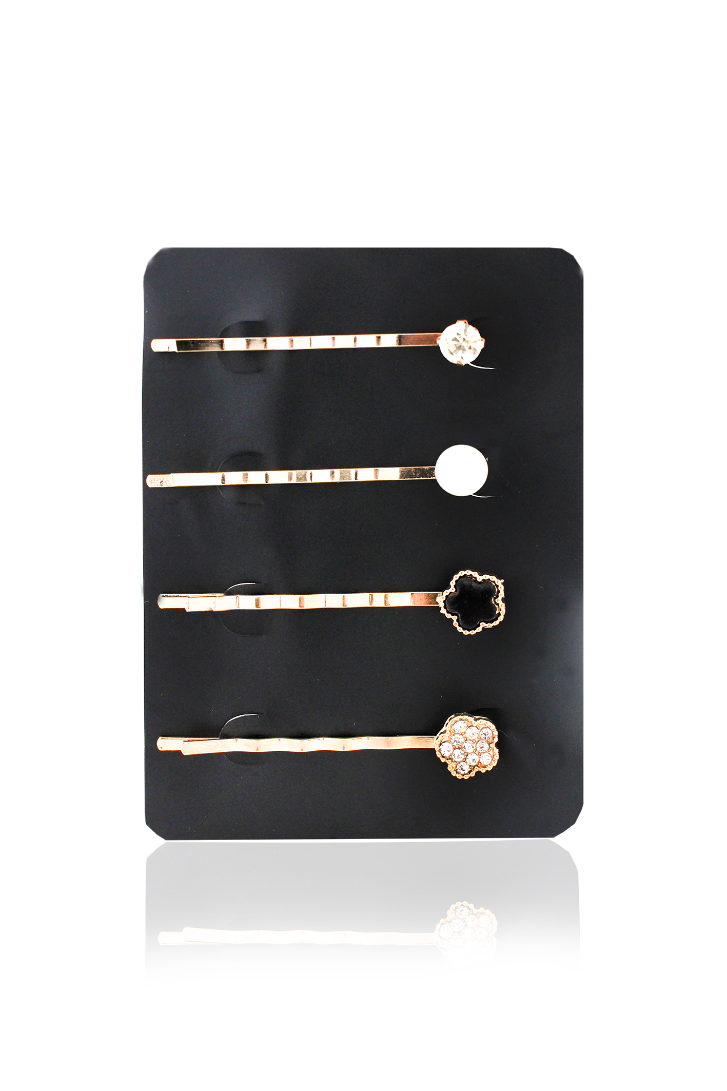 רביעיית סיכות לשיער עם פנינים ואבני חן יוקרתיות