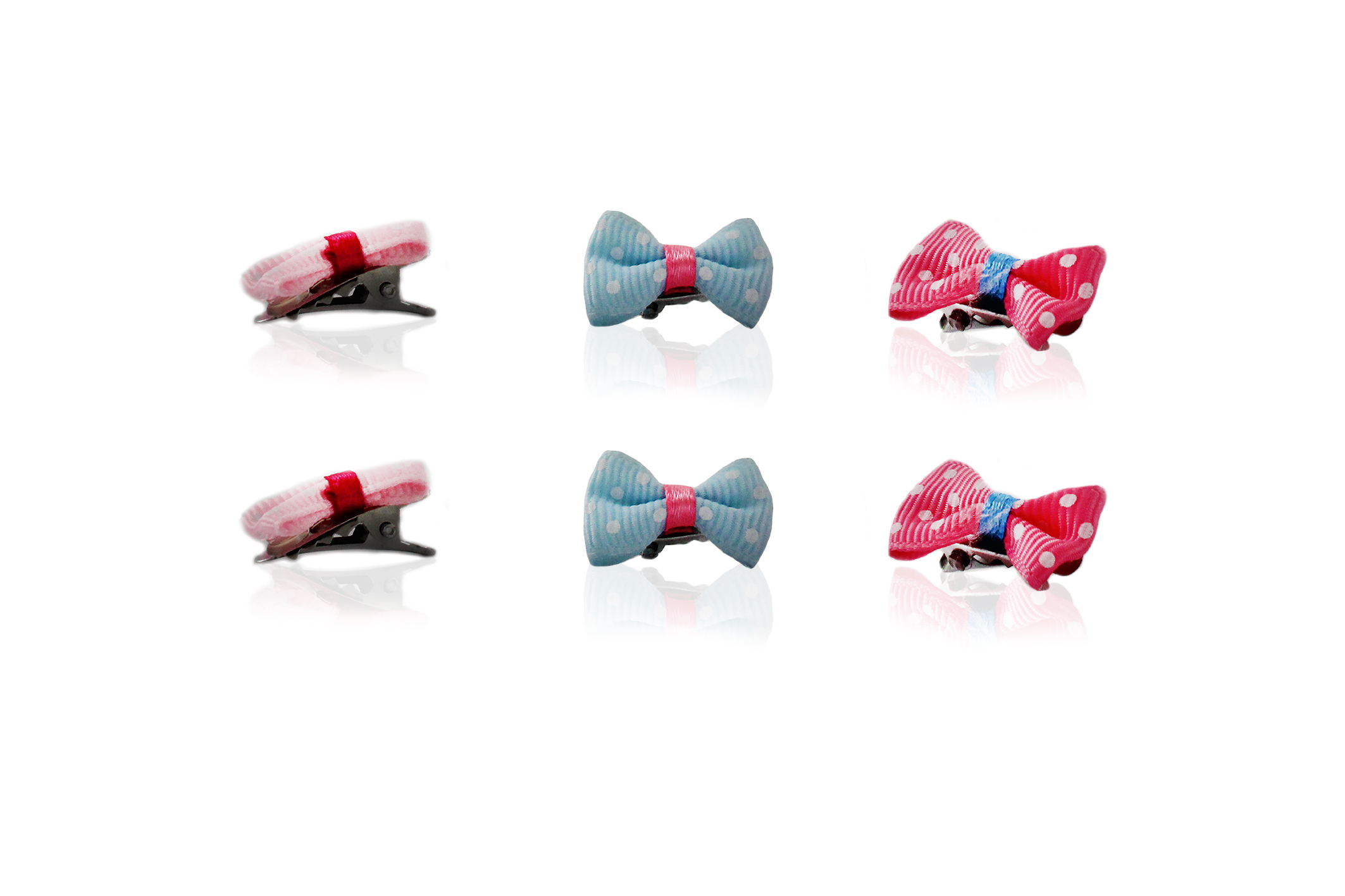 מארז סיכות מקור זעירות מעוטרות פפיון בגווני ורוד ותכלת