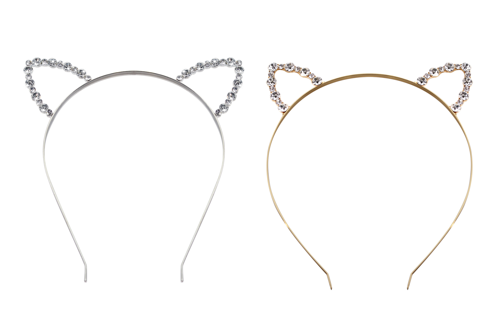 קשת אזניים ממתכת מעוטרת אבני חן בגווני זהב וכסף