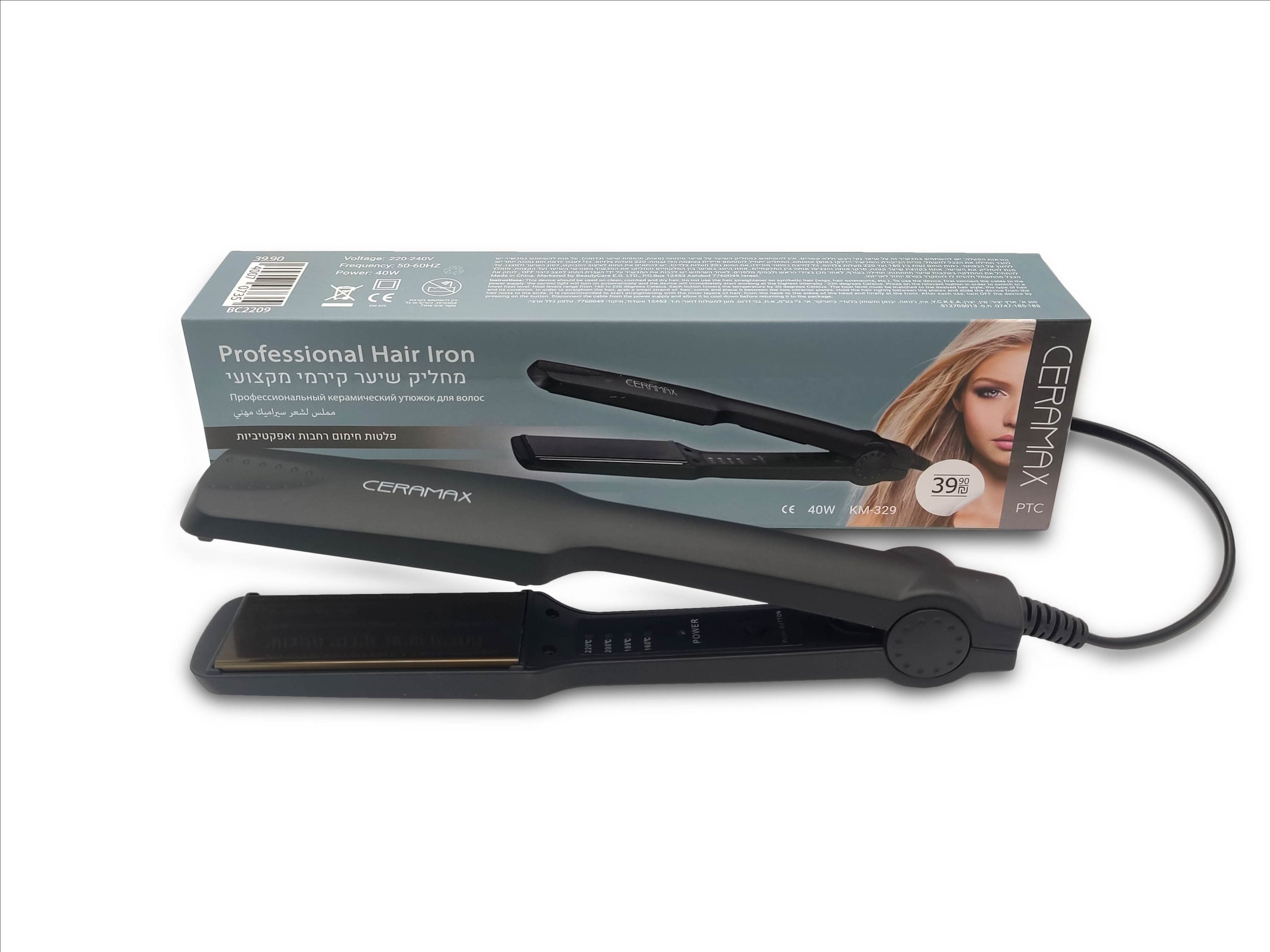 מחליק שיער קרמי מקצועי